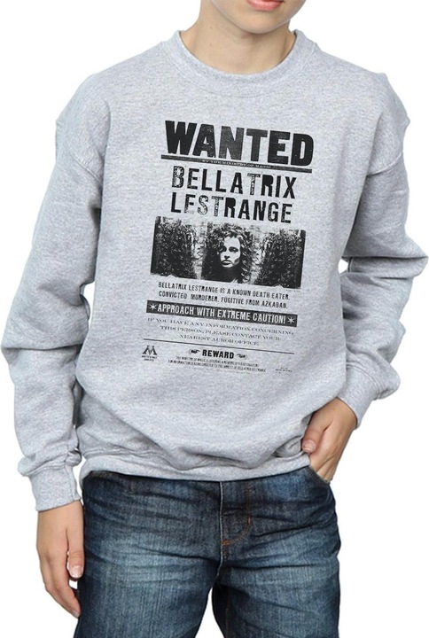 Actual product image Boys Bellatrix Lestrange Wanted Sweatshirt (140, 146)