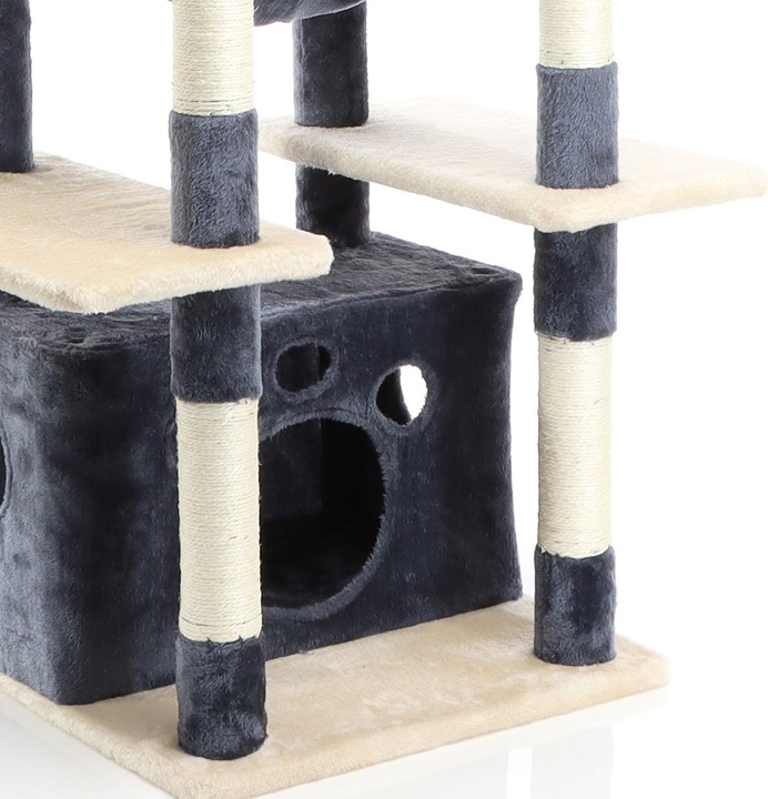 Produktbild Fudajo Kratzbaum Dunkelgrau/Beige 134cm Katzenkratzbaum Katzenbaum Katzenmöbel (133 cm, Dunkelgrau, Beige)