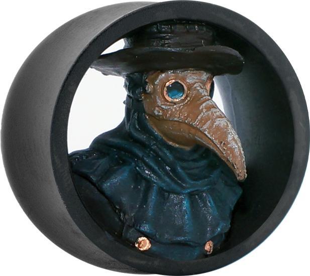 Image du produit Star Piercing Flared Tunnel noir docteur de la peste droit (sans laiton, Résine)