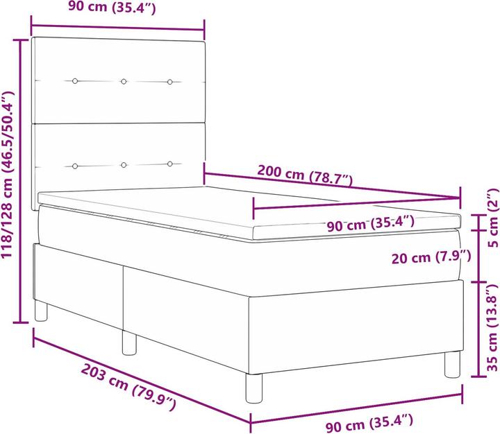 Image du produit vidaXL Boxspringbett (90 x 200 cm)