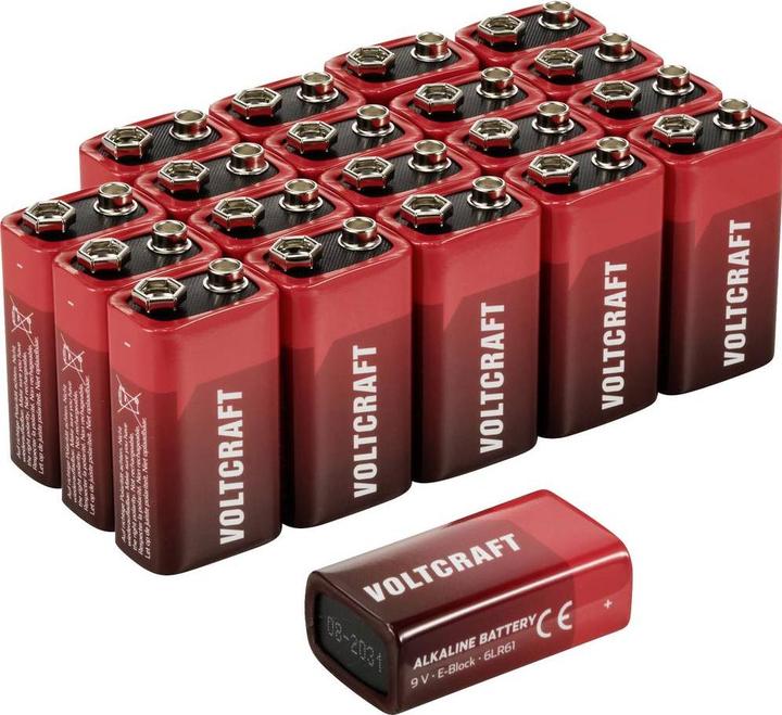 Produktbild Voltcraft VC-16107985 9 V Block-Batterie Alkali-Mangan 550 mAh 9 V 20 St. (20 Stk., 9V Block, 550 mAh)