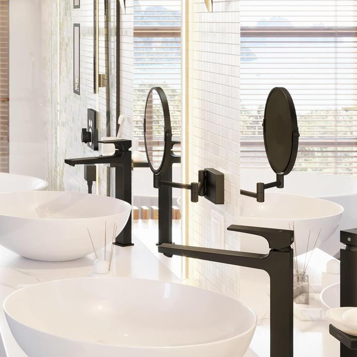 Actual product image hansgrohe Kosmetikspiegel AddStoris, ohne Beleuchtung mattschwarz