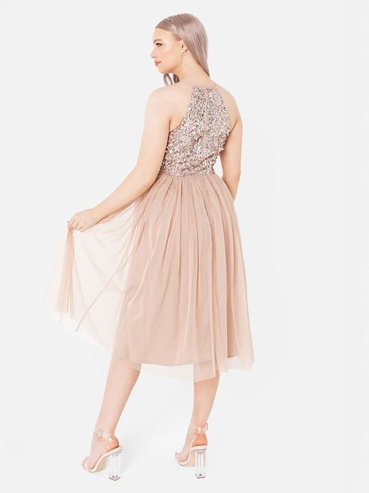 Image du produit Herba Robe mi-longue à col bénitier ornée (56)
