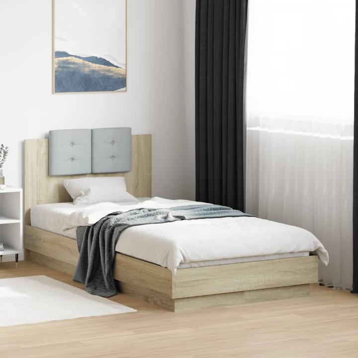 Actual product image vidaXL Bed frame with Sonoma oak headboard (90 x 190 cm)
