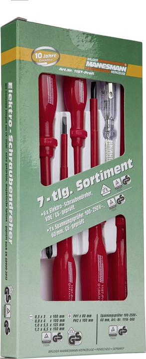 Produktbild Mannesmann VDE Schraubendreher-Set 7teili (Phillipps-Kreuzschlitz (PH), Schlitzschrauben)