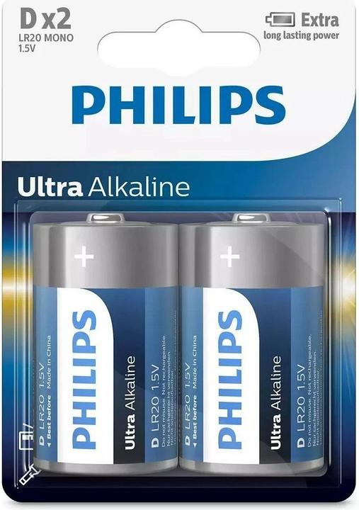Actual product image ProPlus Philips Ultra Alkaline batteries D 2 pieces in blister (2 pcs., D)