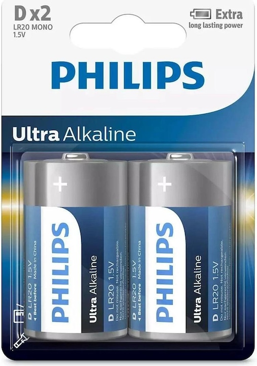 Immagine prodotto ProPlus Batterie Philips Ultra Alkaline D 2 pezzi in blister (2 pz., D)