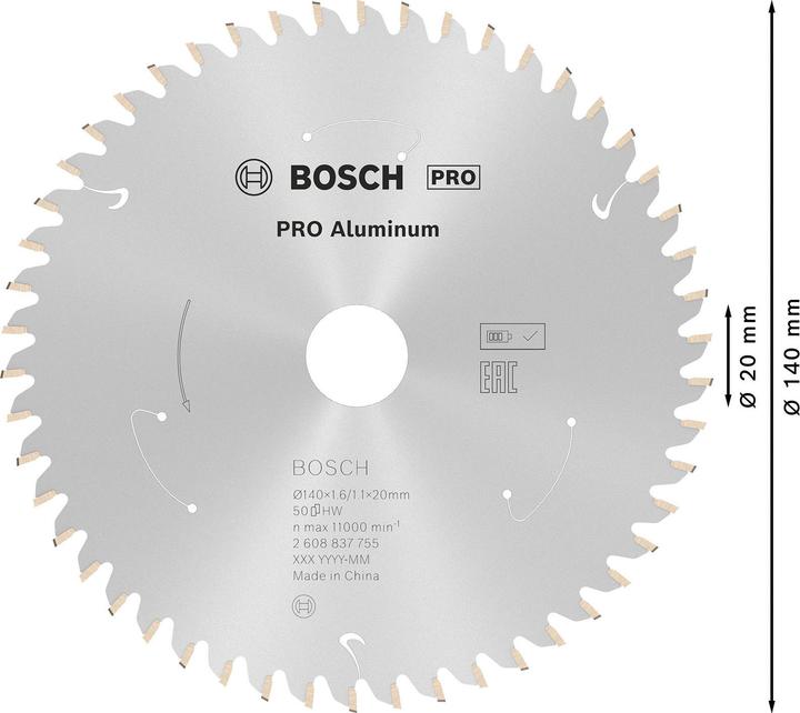 Produktbild Bosch Professional Zubehör PRO Aluminium cordless Kreissägeblatt, 140 x 1,6 x 20 mm