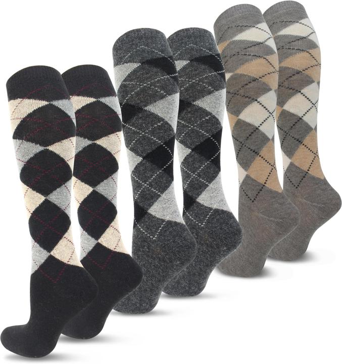 Actual product image Normani 3 pairs of alpaca knee socks check design (pack of 3, 39 - 42)
