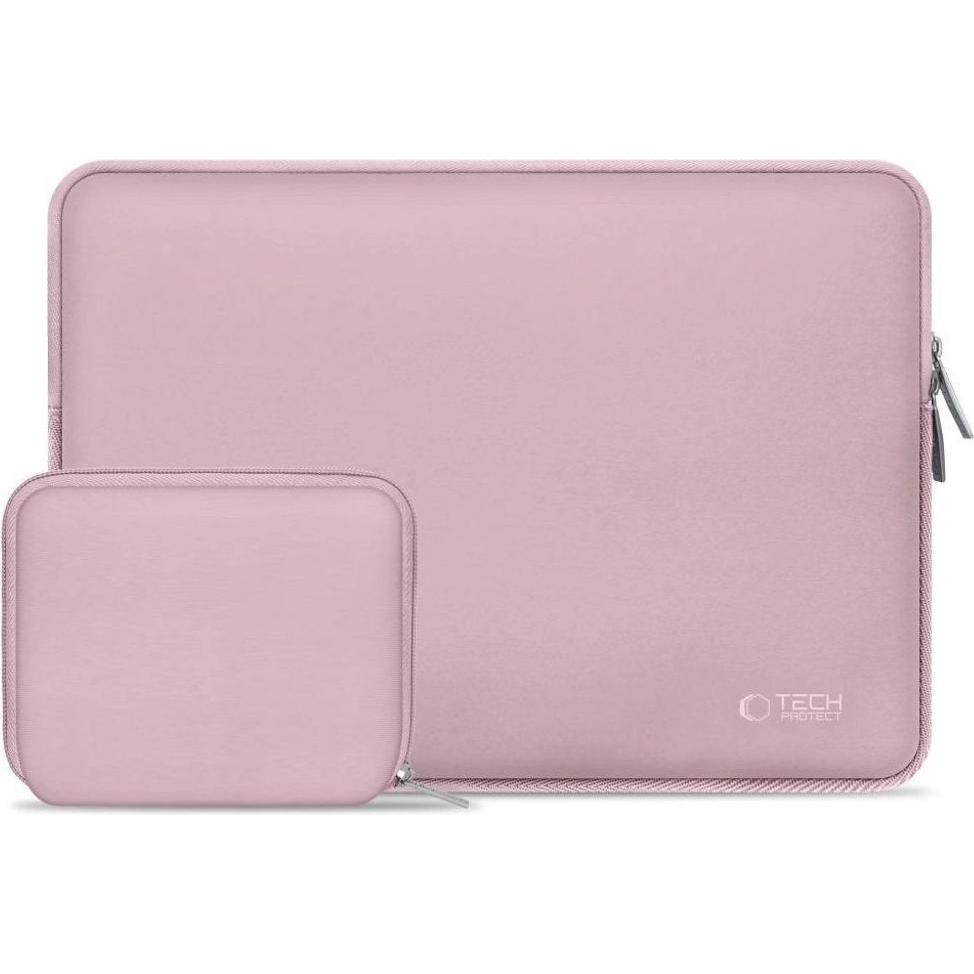 Tech-Protect Neoslim Laptop Sleeve 15-16" with accessory pouch - Pink (16"), Notebooktasche, Pink