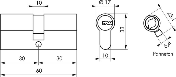 Actual product image Thirard Cyl. transit2 30x30mm nick 5cl long - emergency function