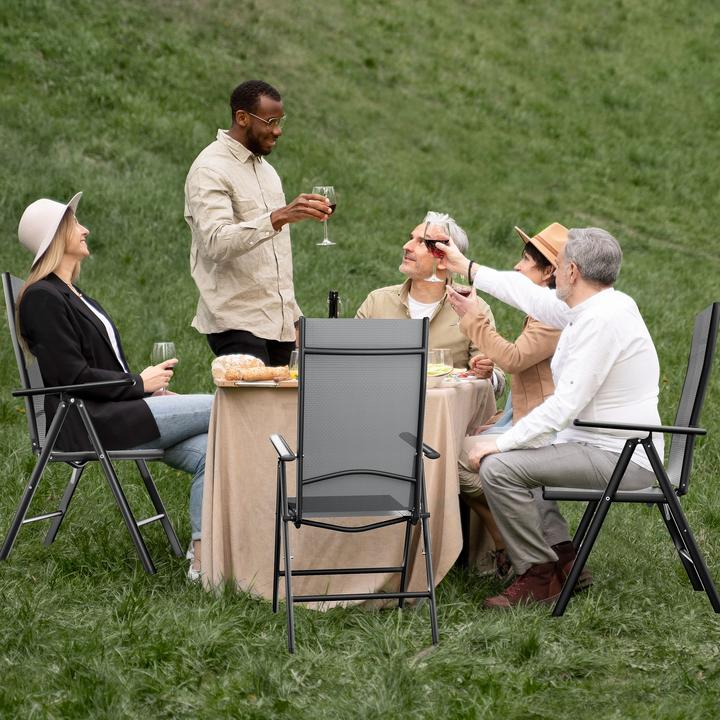 Produktbild Wiltec Gartenstuhl bis 120kg 2er Set Grau klappbar Hochlehner Klappstuhl Stuhl