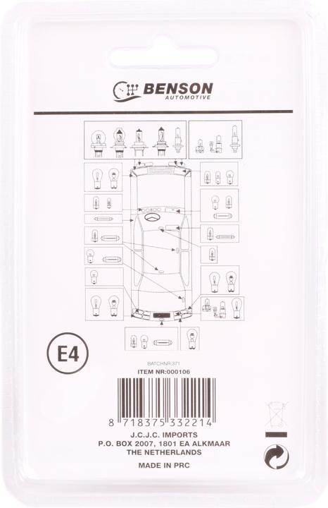 Image du produit Benson Ampoule auto ampoule feu stop 12V 10W 2 pcs