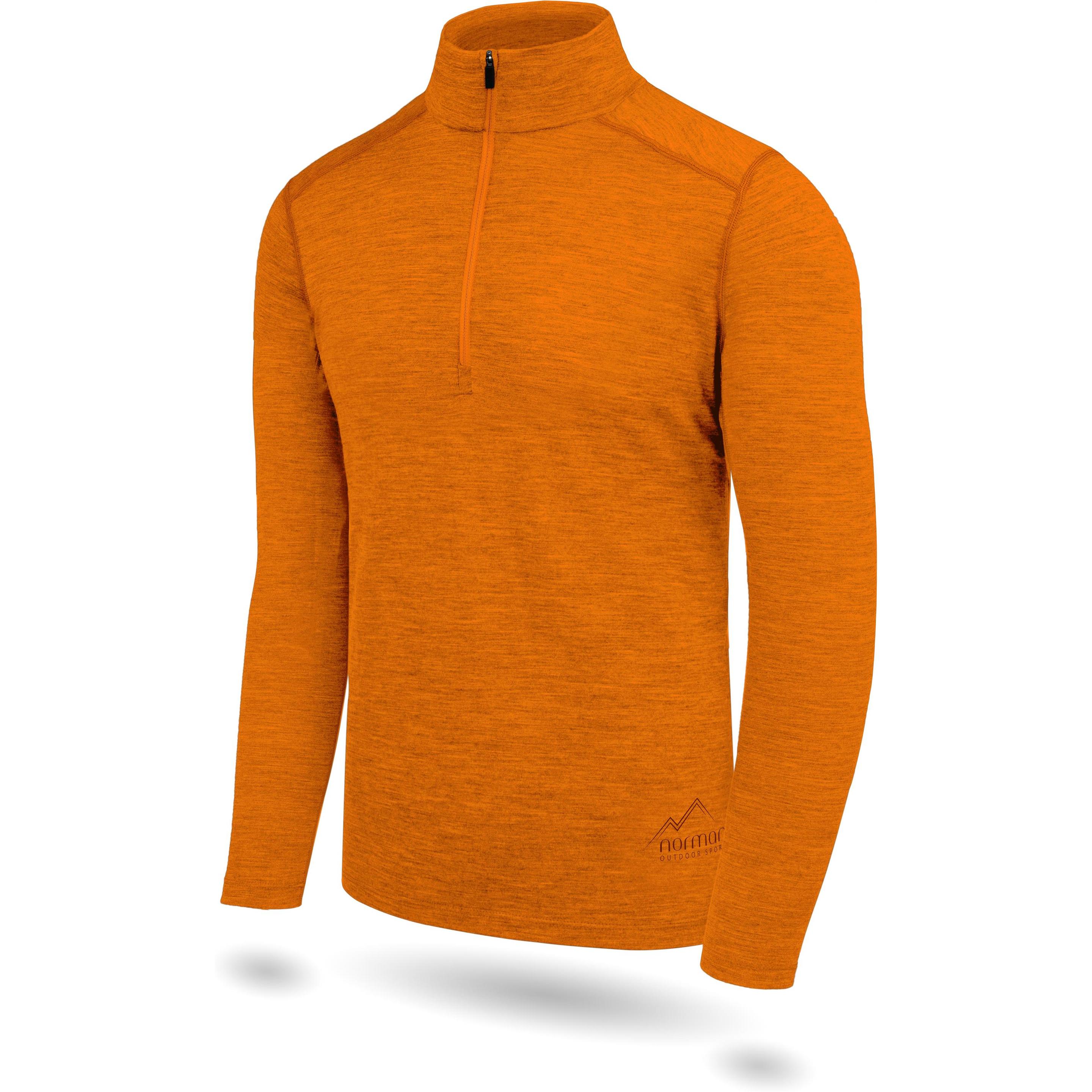 Thumbnail - Normani, Herren, Jacke, Herren Merino Langarm mit 1/4 Zipper Canberra - 1583 (6XL), Orange, 6XL
