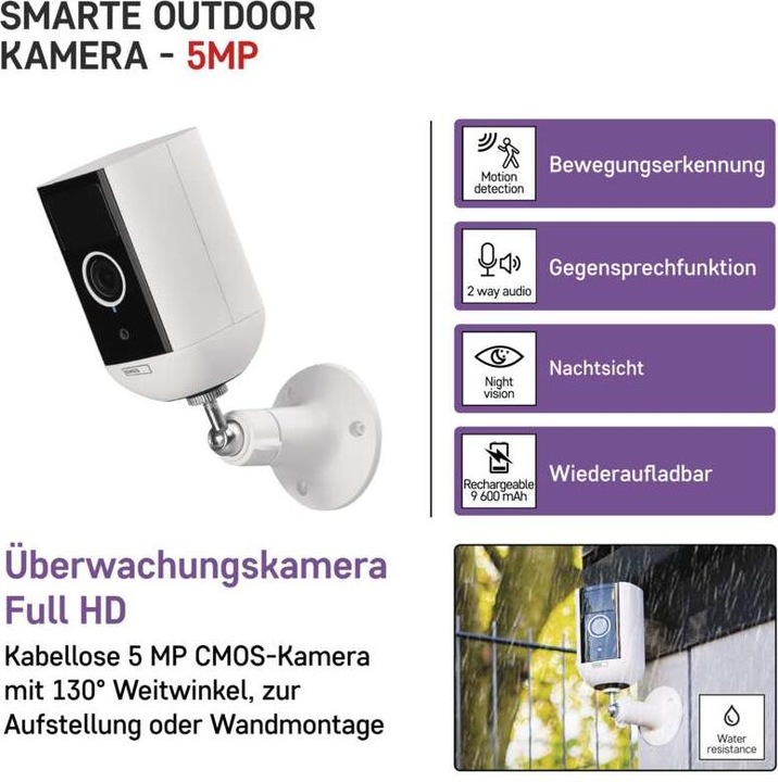 Actual product image Emos GoSmart outdoor IP camera with WiFi IP-210 SNAP, battery-operated (2592 x 1944 pixels)