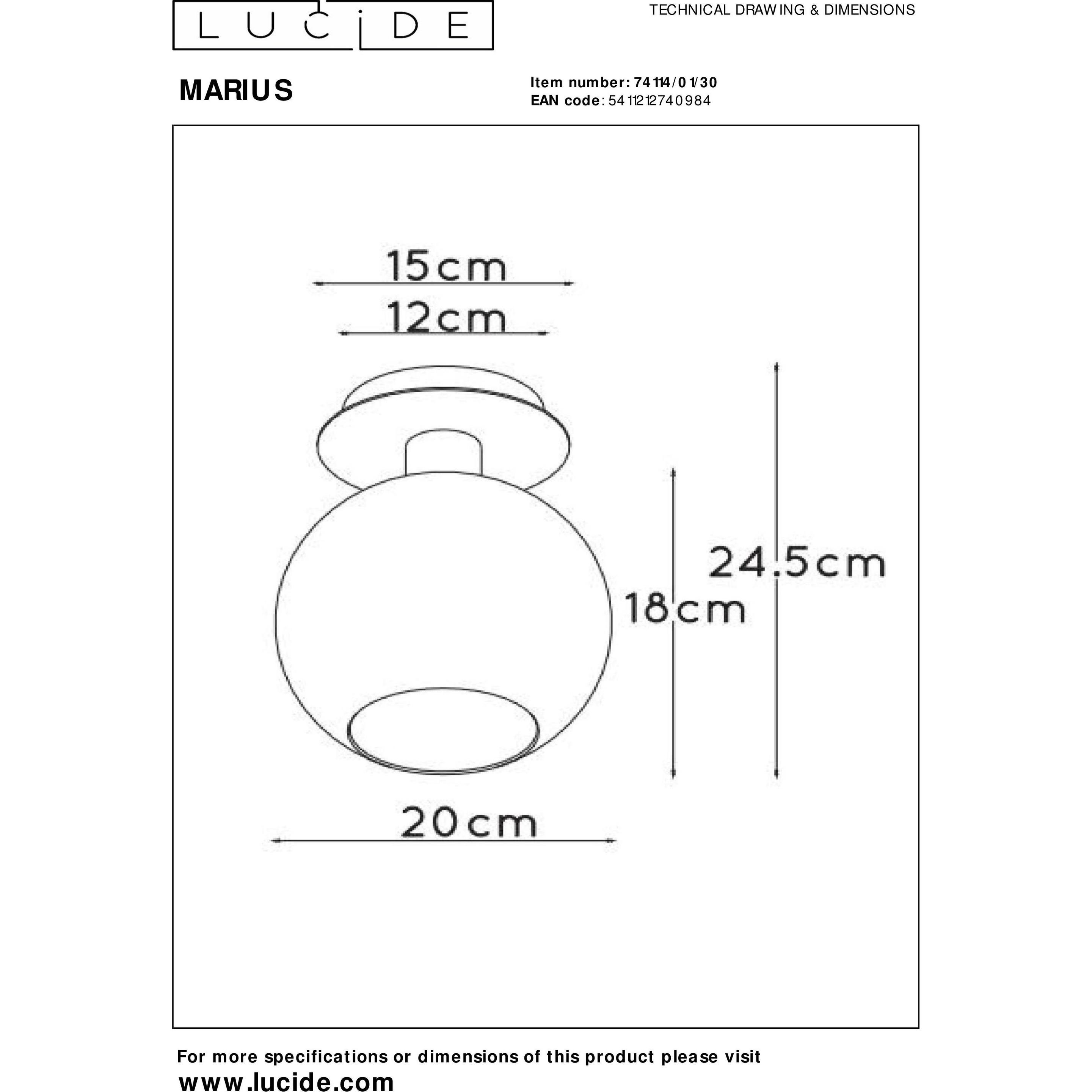 Thumbnail - Lucide, Wandleuchte + Deckenleuchte, Marius (E27)