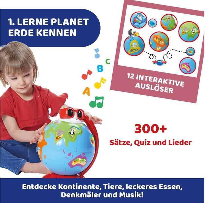 Actual product image Chicco Edu Globe, educational German-speaking globe, for learning geography, music, knowledge (German)
