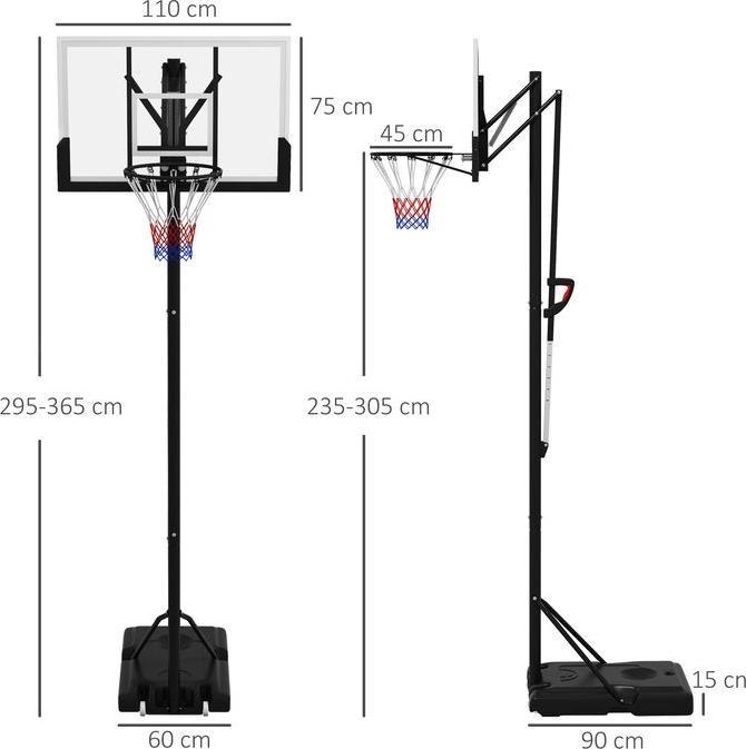 Produktbild Swisshandel24 Basketballkorb höhenverstellbar, 295-365 cm, stabiler Stahl