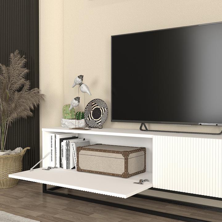 Immagine prodotto En.Casa TV-Lowboard Verpsboga langes Gestell 180x32x47 cm Weiss (31.50 x 32 x 46.50 cm)