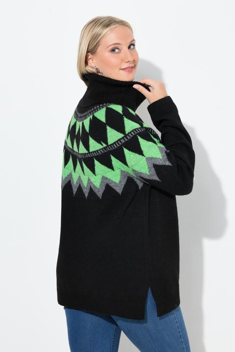 Produktbild Ulla Popken Pullover, Norwegermuster, Rollkragen, Langarm (58)