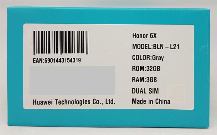 Actual product image Honor 6x (32 GB, Grey, 5.50", Hybrid Dual SIM, 12 Mpx, 4G)