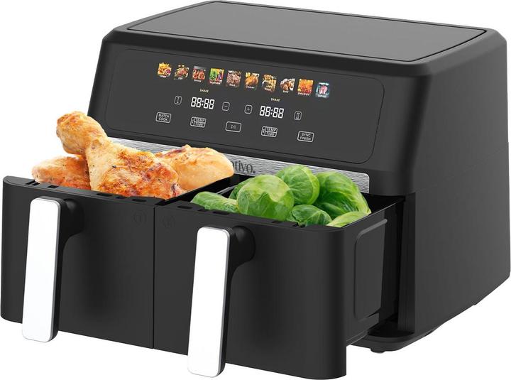 Produktbild Casativo Premium Doppelkorb Heissluftfritteuse, Dual Zone, 2x 4,5 l - Air Fryer Edelstahl / ABS