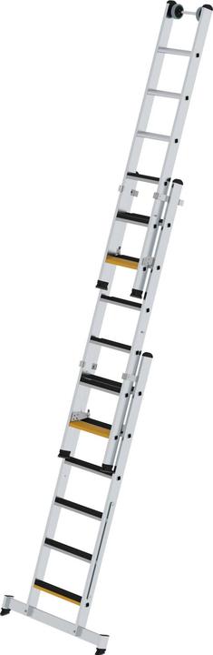 Produktbild Munk Stufen-Mehrzweckleiter 3-teilig mit nivello-Traverse und clip-step R13 3x6 Stufen (Mehrzweckleiter, 520 cm)