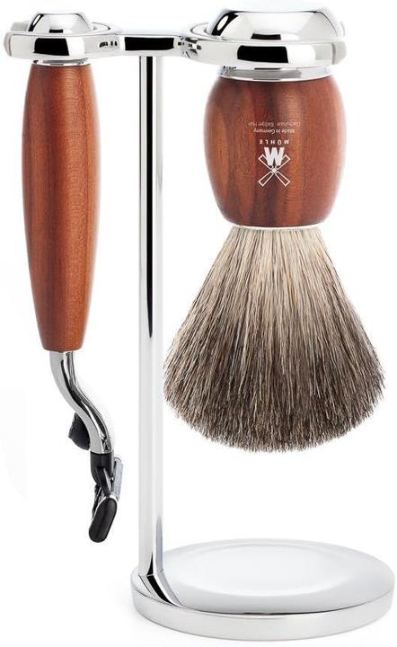 Image du produit Mühle Set de rasage, 3 pièces, blaireau pur blaireau, rasoir 3 lames