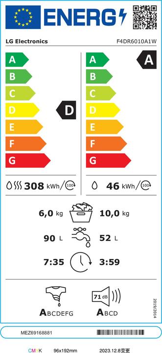 Energy Label LG F4DR6010A1W