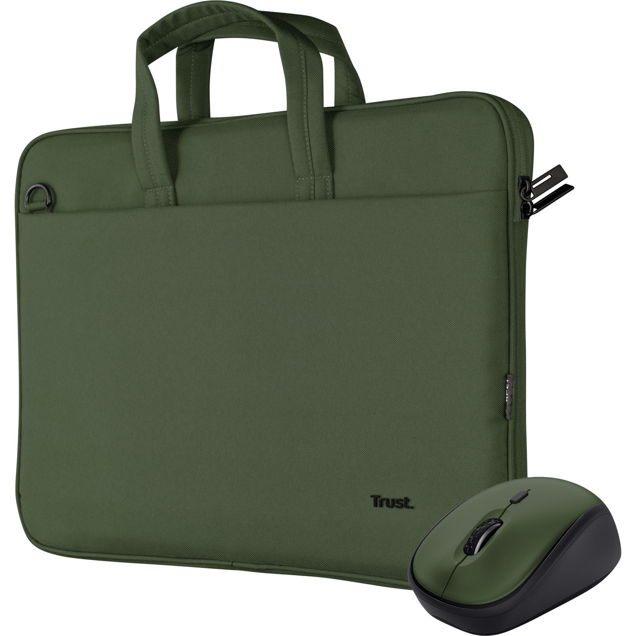 Trust Bologna Bag And Mouse Set Green (15.98", Universal), Notebooktasche, Grün