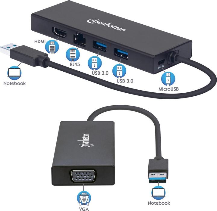 Produktbild Manhattan USB 3.0 auf VGA/HDMI (USB-A, 5 Ports)