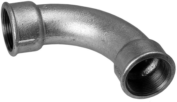 Actual product image Hermann schmidt HS Elbow 2 DN 25, 1, 90degrees, IG/IG long, galvanised (Angled connection)