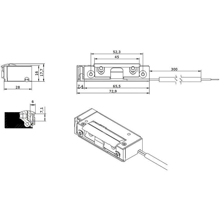 Magni, Türöffner + Türschliesser, E-Öffner 5UW8X10 12V DC Str.m. Rü.IP68