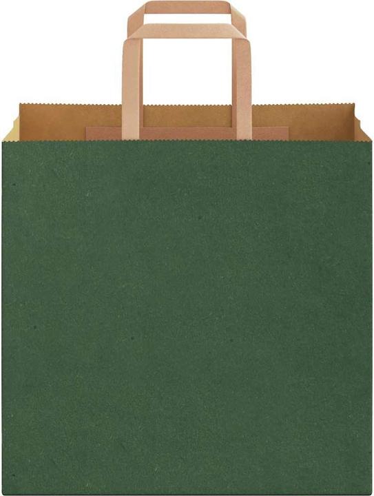Produktbild VidaXL Kraftpapiertüten 250 Stk. mit Henkel Grün 26x17x25 cm Papiertüte (Geschenktüte, 250 x)