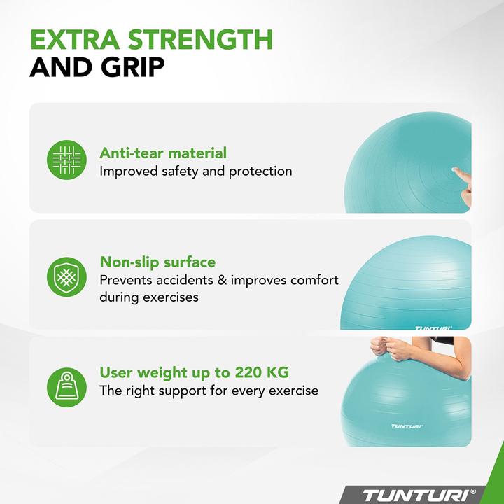 Produktbild Tunturi Gym Ball - Fitnessball reissfest ABS 75 cm Türkis (75 cm)