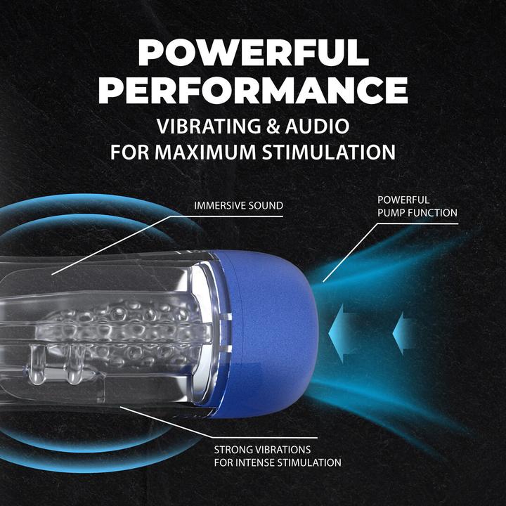 Immagine prodotto Shots SonicPull - Suction and Vibration Masturbator Pump - Multimedia Enhanced - Metallic Blue