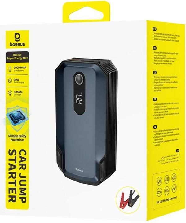 Immagine prodotto Baseus - Car Jump Starter Super Energy Max (C0120500) - 20000mAh, 12V - Cosmic Black (8000 A, 20000 mAh)