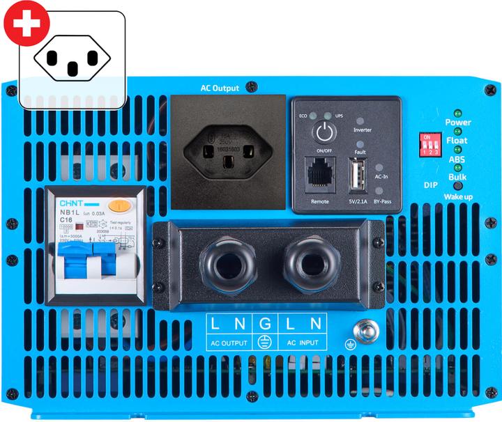 Image du produit Ective CSI 30 PRO 3000W/12V Sinus-Wechselrichter mit Netzvorrangschaltung und Ladegerät (CH-Stecker)