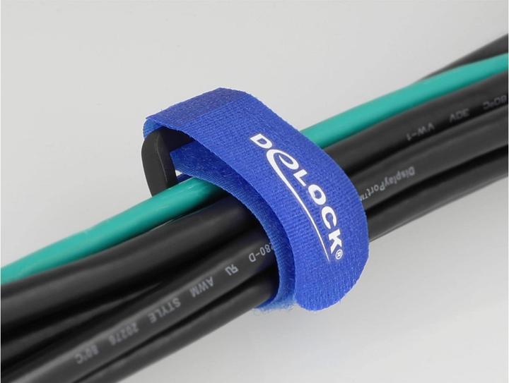 Actual product image Delock Velcro cable tie with loop L 190 x W 25 mm blue 5 pieces (Velcro cable ties, 190 mm, 5 pcs.)