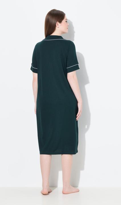Image du produit Ulla Popken Chemise de nuit, col à revers et manches courtes, passepoils fantaisie (42, 44)
