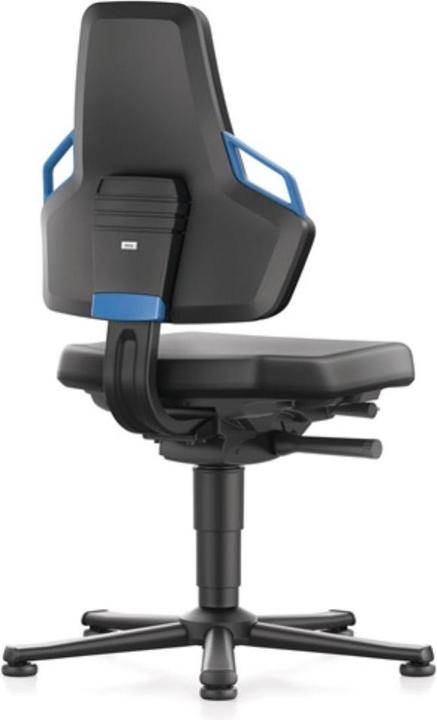 Produktbild Bimos Arbeitsdrehstuhl Nexxit Bodengleiter Kunstlederpolster schwarz Grifffarbe blau 450-600 mm (45 - 60 cm)