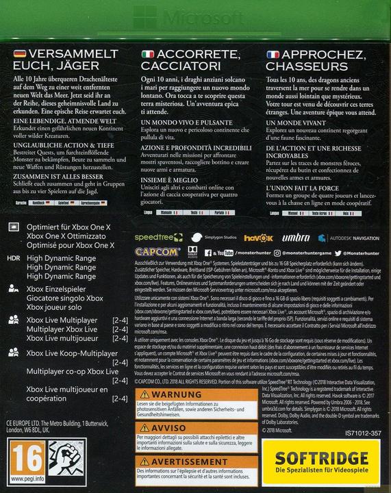 Produktbild Capcom Monster Hunter: World (Xbox One X, Xbox Series X, Multilingual)