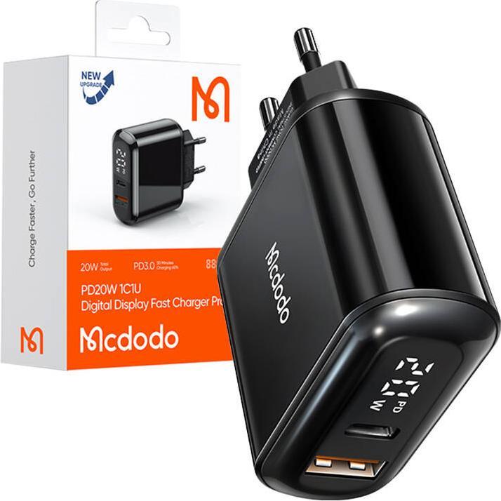 Actual product image Mcdodo Wall charger CH-7170 PD 20W 2xUSB + USB-C (black) (20 W, 1 portion)