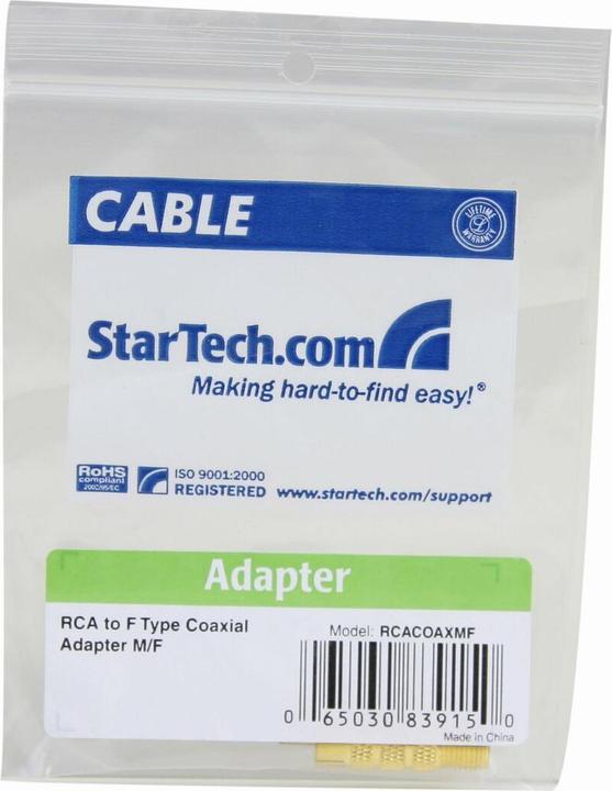 Produktbild StarTech Rca To F Type Coaxial Adapter (Winkeladapter)