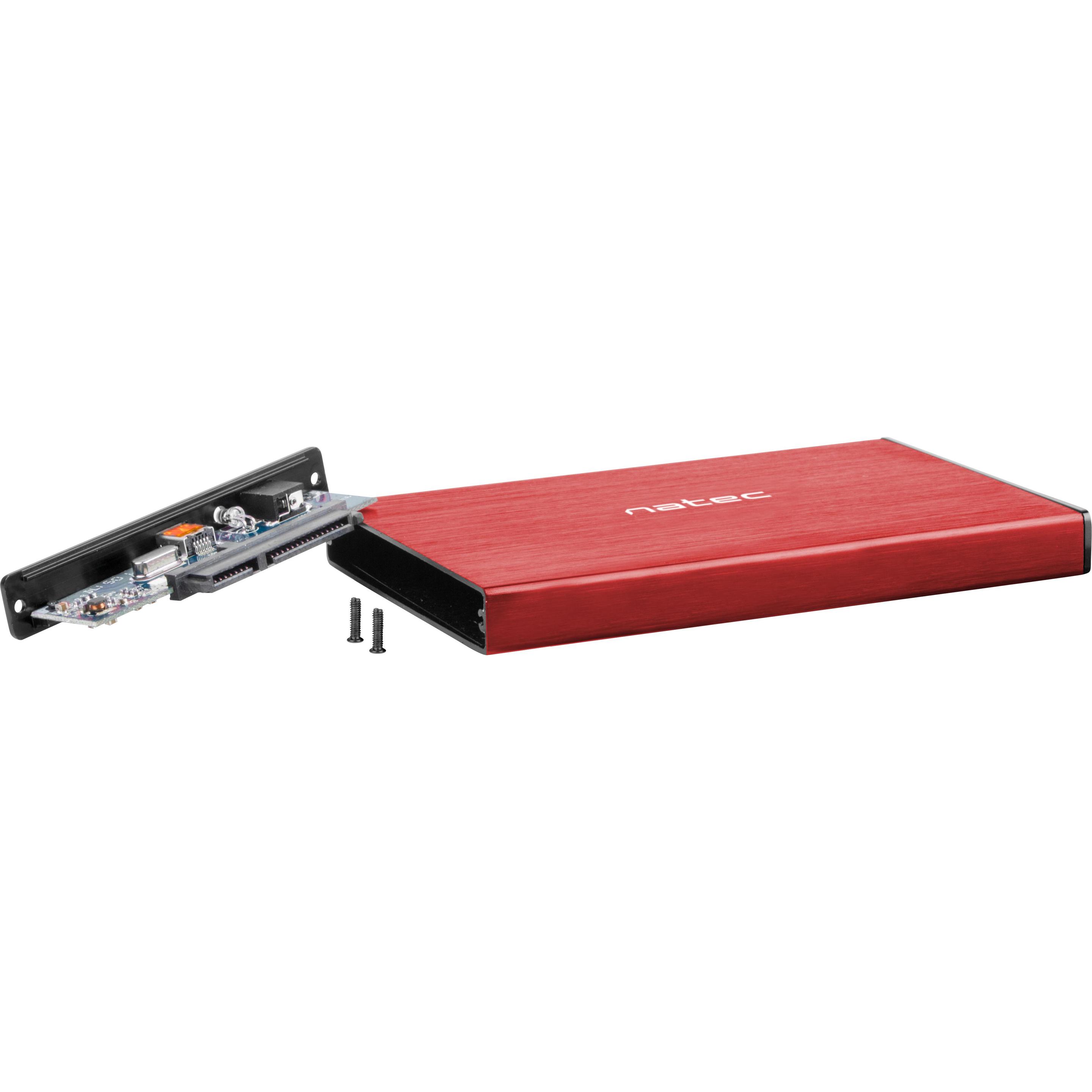 Thumbnail - Natec Rhino GO HDD / SSD-Gehäuse 2.5 Zoll (2.5"), Festplattengehäuse, Rot