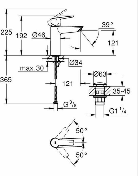 Produktbild Grohe Start QuickFix Lavaboarmatur, M-Size, Push-Open, energiesparend, mattschwarz