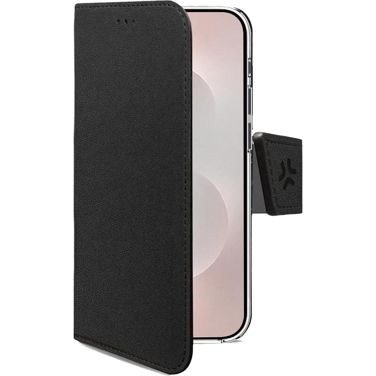 Celly Wally schwarze Brieftaschenhülle für Samsung Galaxy (Samsung Galaxy S25 Edge), Smartphone Hülle, Schwarz