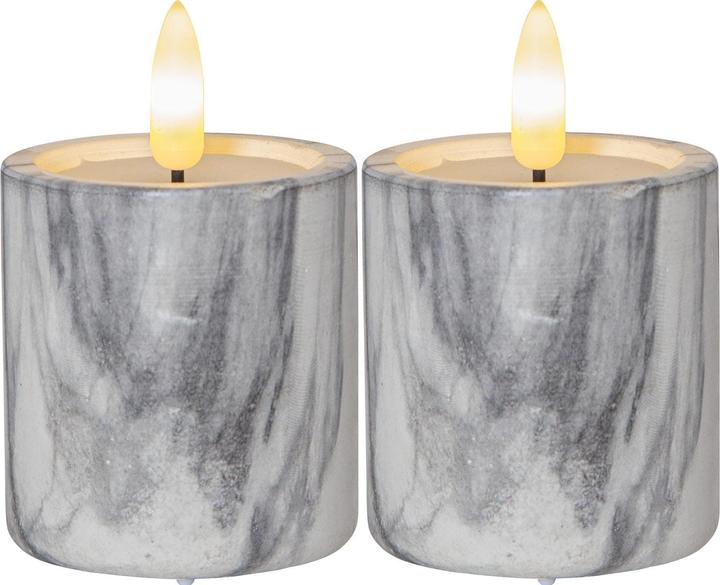 Produktbild Star Trading LED-Kerzen Set Flame Marble, 2 Stk. 5.5 cm x 9 cm, Grau (2 x)
