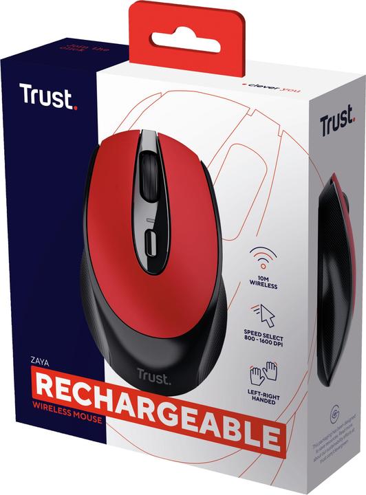 Actual product image Trust Mouse Zaya Rechargeable Red (Wireless)