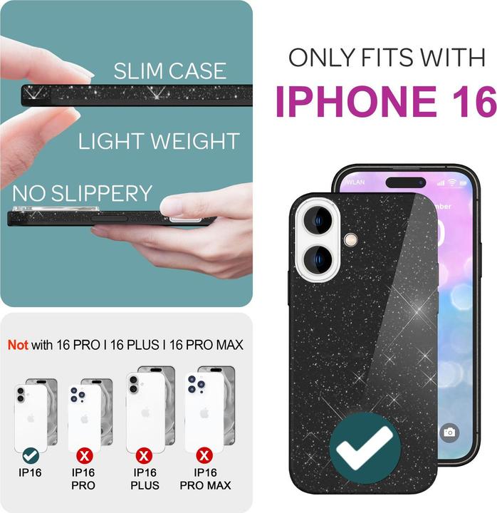 Produktbild Nalia Glitzer Hybrid Hülle (Apple iPhone 16)